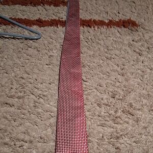Tommy Hilfiger Red and White Geometric Tie